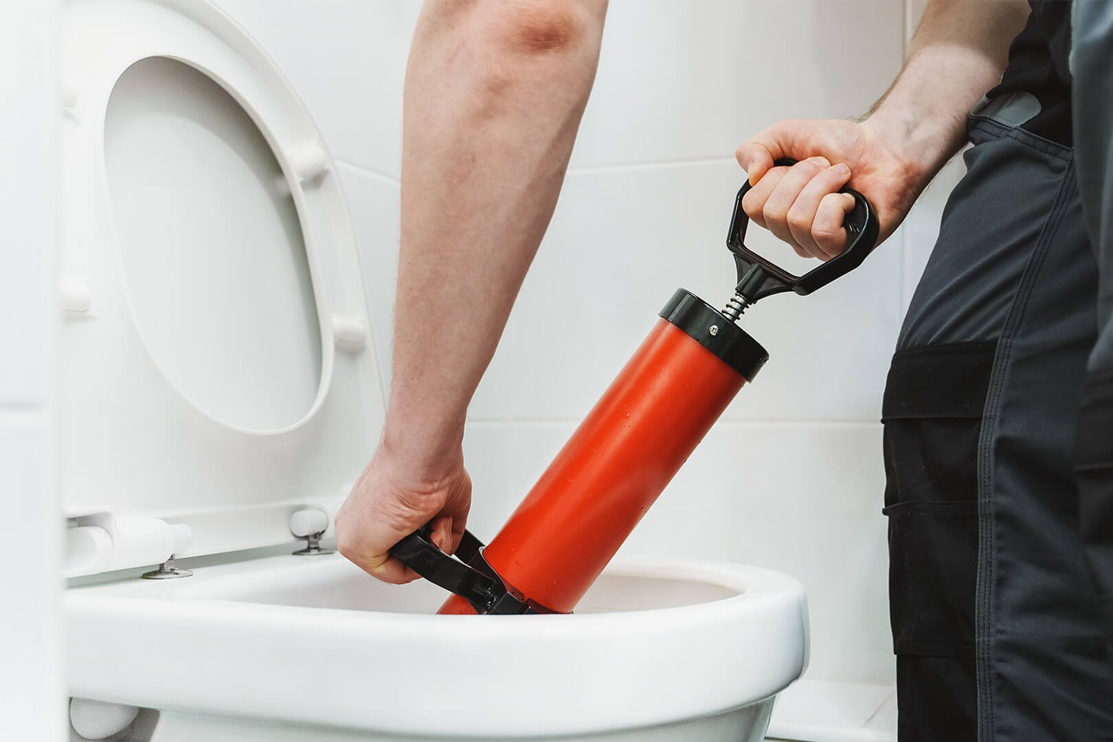 clearing blocked toilet